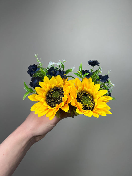 Sunflower Navy Blue Boutonniere Wedding Groom Boutonnières Sunflower Blue Groomsmen Boutonnière Sunflowers Navy Blue Wedding Artificial