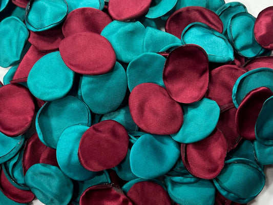 Teal Burgundy Petals Wedding Petals Teal Flower Girl Petals Burgundy Teal Wedding Aisle Decor Flower Petals Teal Ceremony Decor Confetti