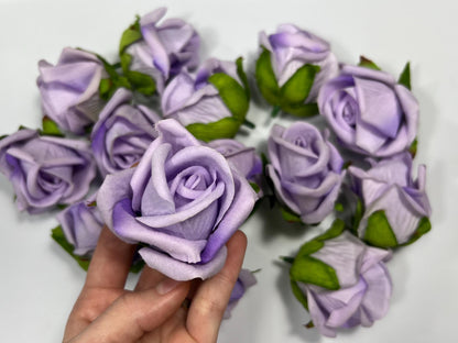 Purple Flower Heads 2“ Wedding Violet Flower Heads Rose Artificial Purple Wedding Craft Supplies Lavender Silk Rose Heads Lilac Flowers
