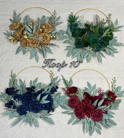 Harry Potter Wedding Bouquet Bridal Burgundy White Gold Hoop Navy Blue Bridesmaids Hoop Hunter Green Bouquet Wizard Artificial Flower
