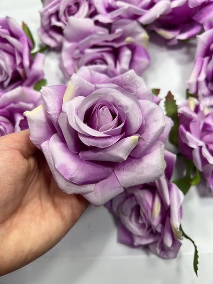 Purple Flower Heads Wedding Violet Flower Artificial Heads Rose Purple Wedding Craft Supplies Lilac Artificial Rose Heads Lavender