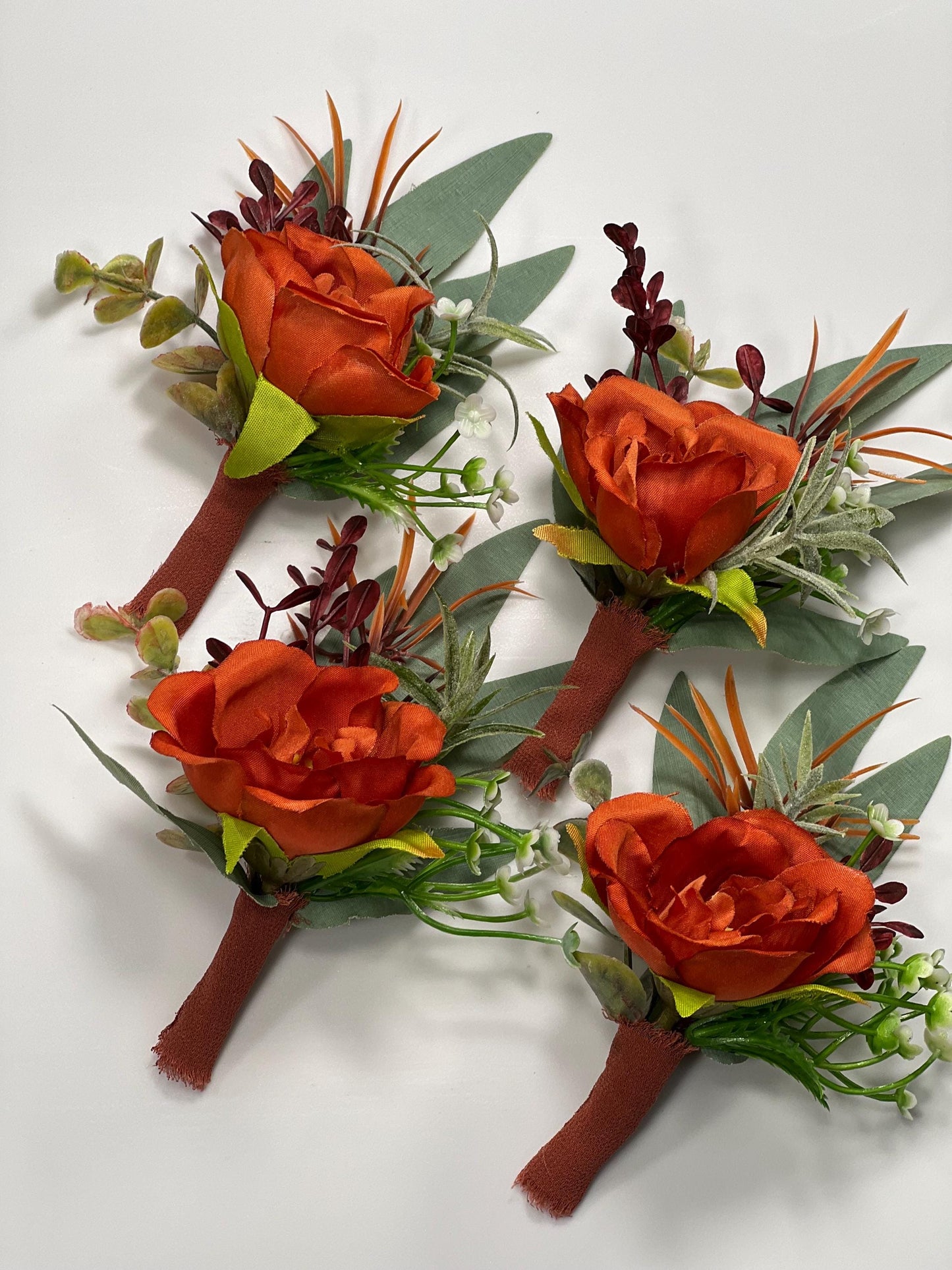 Terracotta Boutonniere Wedding Groom Burnt Orange Boutonnière Terracotta Groomsmen Boutonniere Rust Orange Groom Artificial Flowers