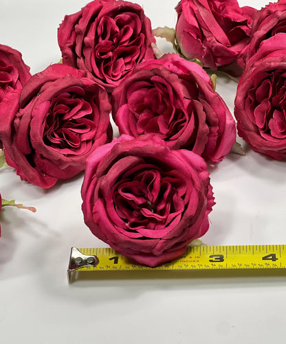 Magenta Flower Head Wedding Fushia Artificial Flower Hot Pink Peony Flower Magenta Head Craft Supplies Wedding Dark Pink Flower Head Peony
