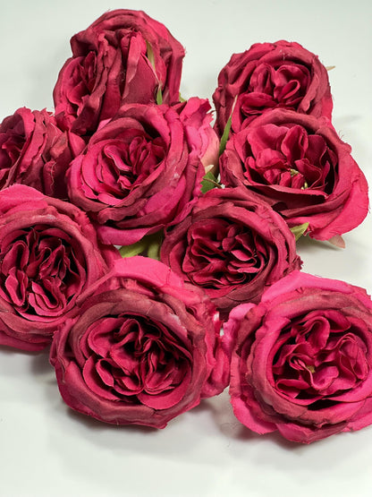 Magenta Flower Head Wedding Fushia Artificial Flower Hot Pink Peony Flower Magenta Head Craft Supplies Wedding Dark Pink Flower Head Peony