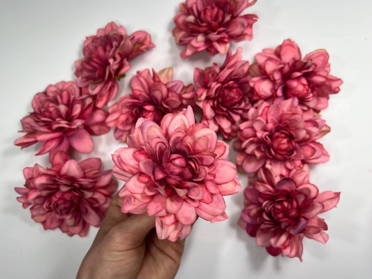 Hot Pink Flower Heads Wedding Fushia Artificial Flower Hot Pink Dahlia Flower Pink Head Craft Supplies Wedding Deep Pink Flower Heads Dahlia