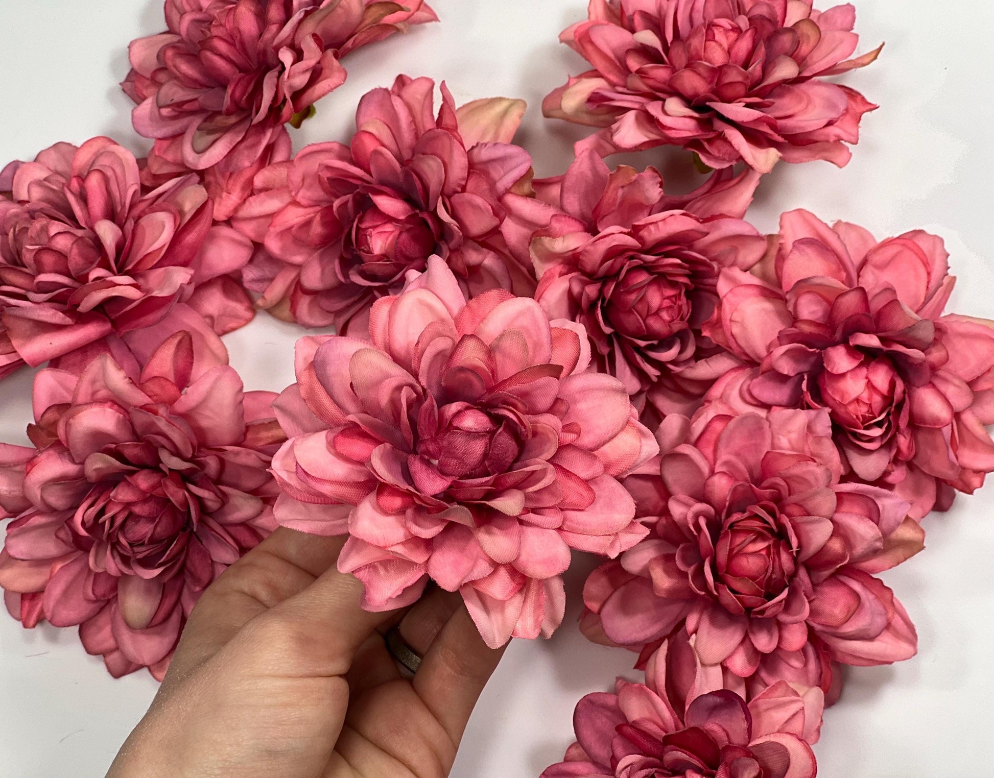 Hot Pink Flower Heads Wedding Fushia Artificial Flower Hot Pink Dahlia Flower Pink Head Craft Supplies Wedding Deep Pink Flower Heads Dahlia