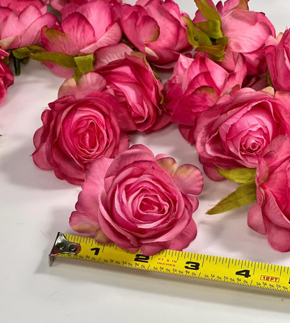 Hot Pink Flower Heads Roses Wedding Fushia Artificial Flower Hot Pink Rose Flower Pink Head Craft Supplies Wedding Deep Pink Flower Heads