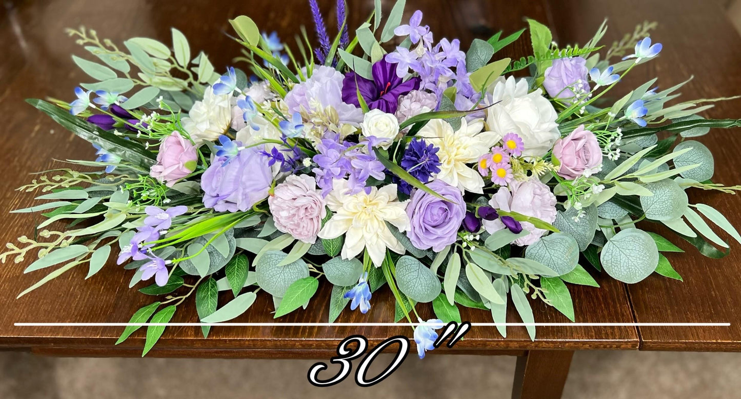 Purple Sweetheart Wedding Table Decor White Lavender Centerpiece Wedding Violet Sweetheart Lilac Table Decor Purple Centerpiece Wild Flowers