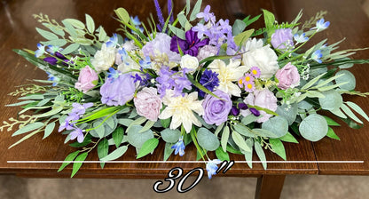 Purple Sweetheart Wedding Table Decor White Lavender Centerpiece Wedding Violet Sweetheart Lilac Table Decor Purple Centerpiece Wild Flowers