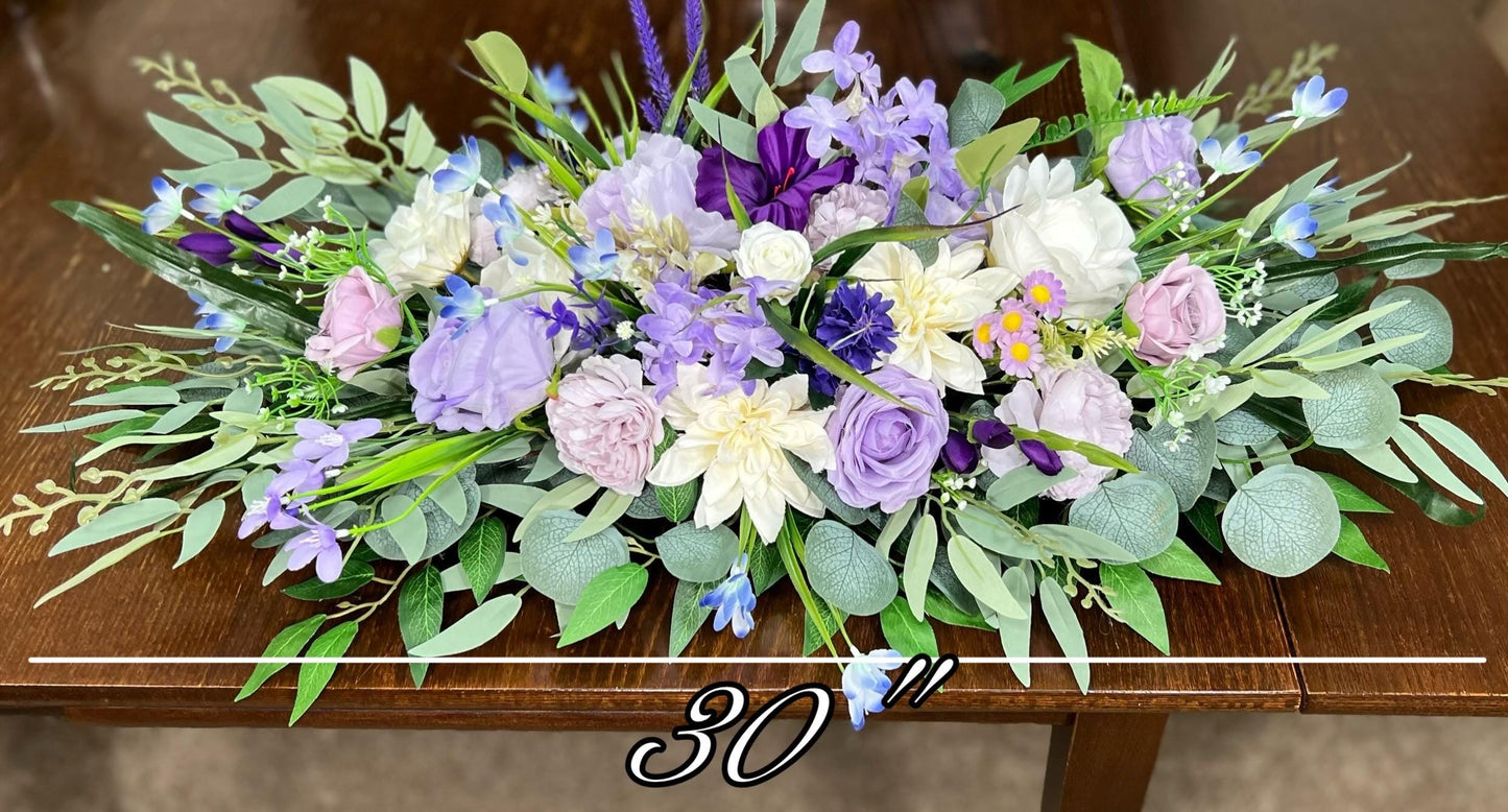 Purple Sweetheart Wedding Table Decor White Lavender Centerpiece Wedding Violet Sweetheart Lilac Table Decor Purple Centerpiece Wild Flowers