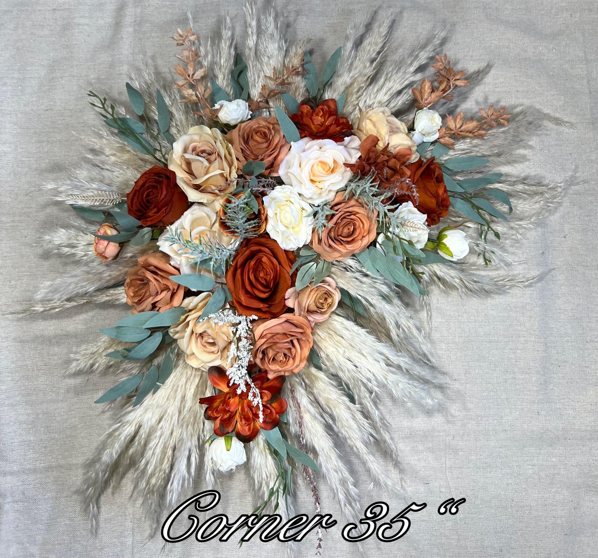 Orange Arch Arrangement Wedding Rust Arbor Arrangement Boho Burnt Orange Brown Pampas Grass Rust Decor White Terracotta Arch Arrangement