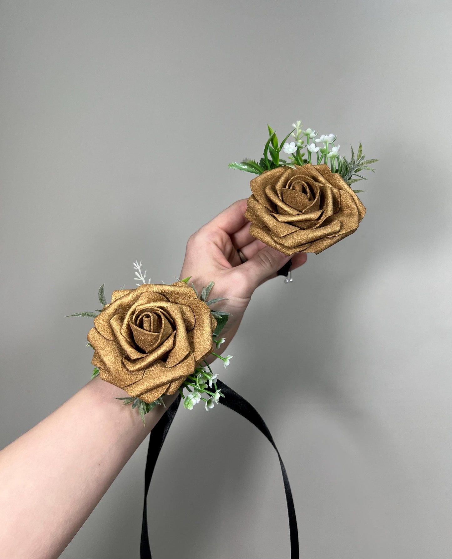 Gold Corsage Wedding Boutonniere Gold Groom Gold Boutonnière Groomsmen Mom Corsage Gold Artificial Flower