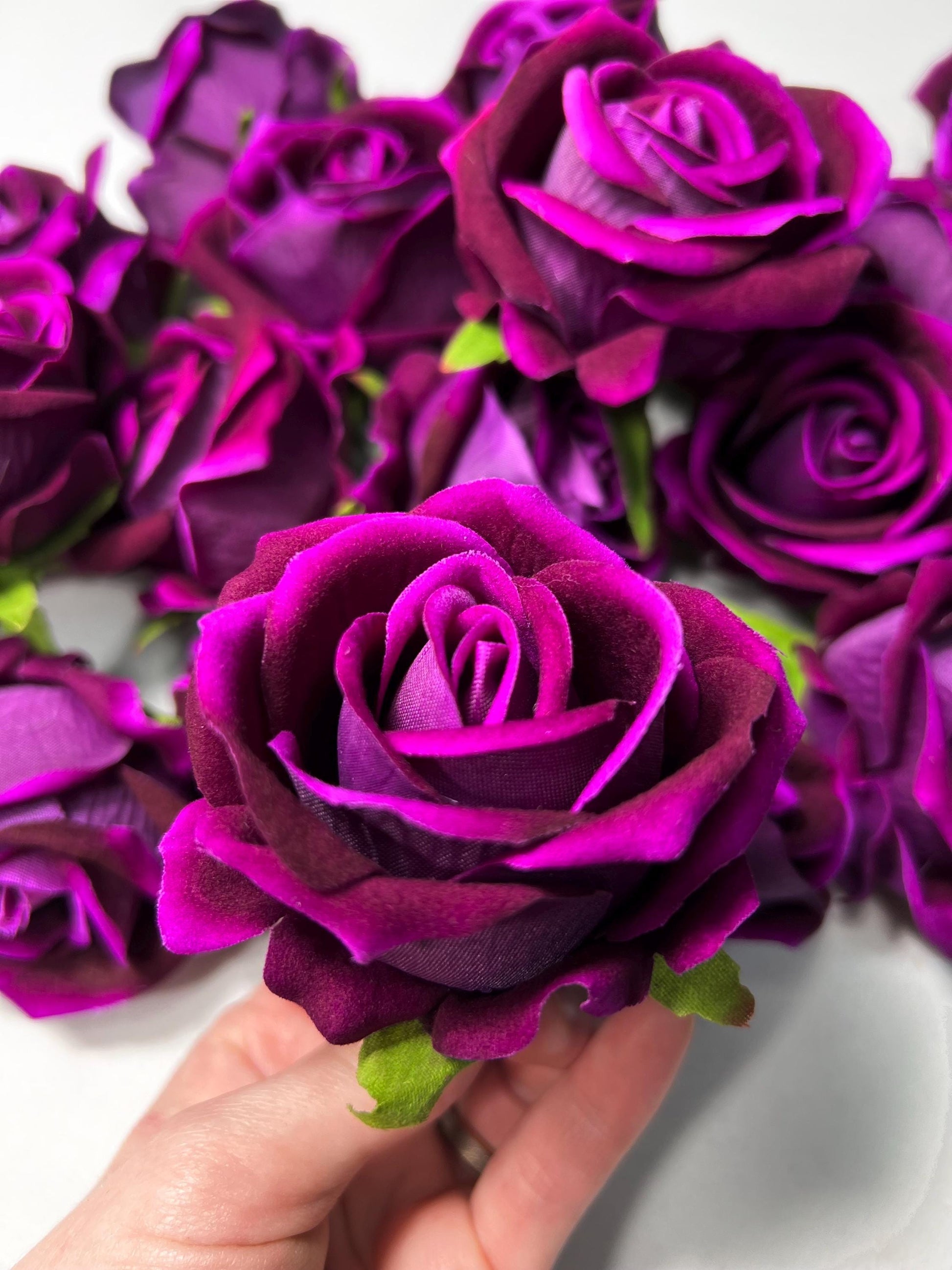 Purple Rose Heads Wedding Artificial Purple 2.5” Magenta Flower Head Heads Dark Purple Craft Supplies Wedding Magenta Roses Head Home Decor