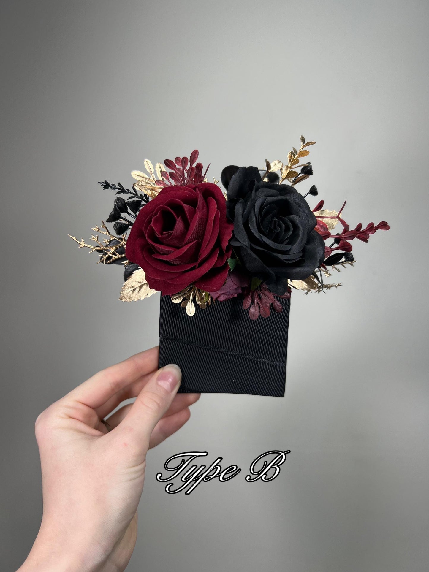 Black Burgundy Pocket Boutonniere Wedding Black Gold Burgundy Square Boutonniere Groom Burgundy Black Gold Pocket Boutonniere Groomsmen