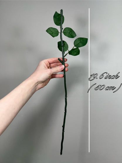 Artificial Flower Stem with 2 Leaves for 1 Flower Stem 19.6” Crafting Stem DIY Rose Bouquet Flower Supply Stems Flower Wire Stem