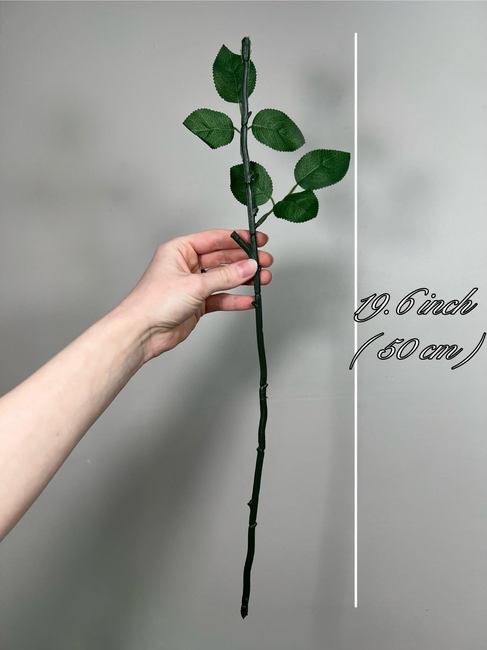 Artificial Flower Stem with 2 Leaves for 1 Flower Stem 19.6” Crafting Stem DIY Rose Bouquet Flower Supply Stems Flower Wire Stem