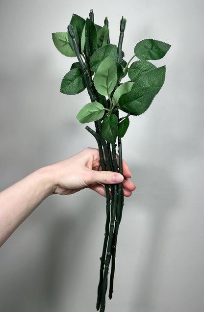 Artificial Flower Stem with 2 Leaves for 1 Flower Stem 19.6” Crafting Stem DIY Rose Bouquet Flower Supply Stems Flower Wire Stem