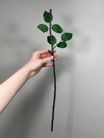 Artificial Flower Stem with 2 Leaves for 1 Flower Stem 19.6” Crafting Stem DIY Rose Bouquet Flower Supply Stems Flower Wire Stem