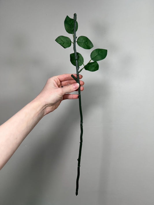 Artificial Flower Stem with 2 Leaves for 1 Flower Stem 19.6” Crafting Stem DIY Rose Bouquet Flower Supply Stems Flower Wire Stem