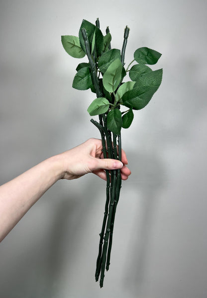 Artificial Flower Stem with 2 Leaves for 1 Flower Stem 19.6” Crafting Stem DIY Rose Bouquet Flower Supply Stems Flower Wire Stem