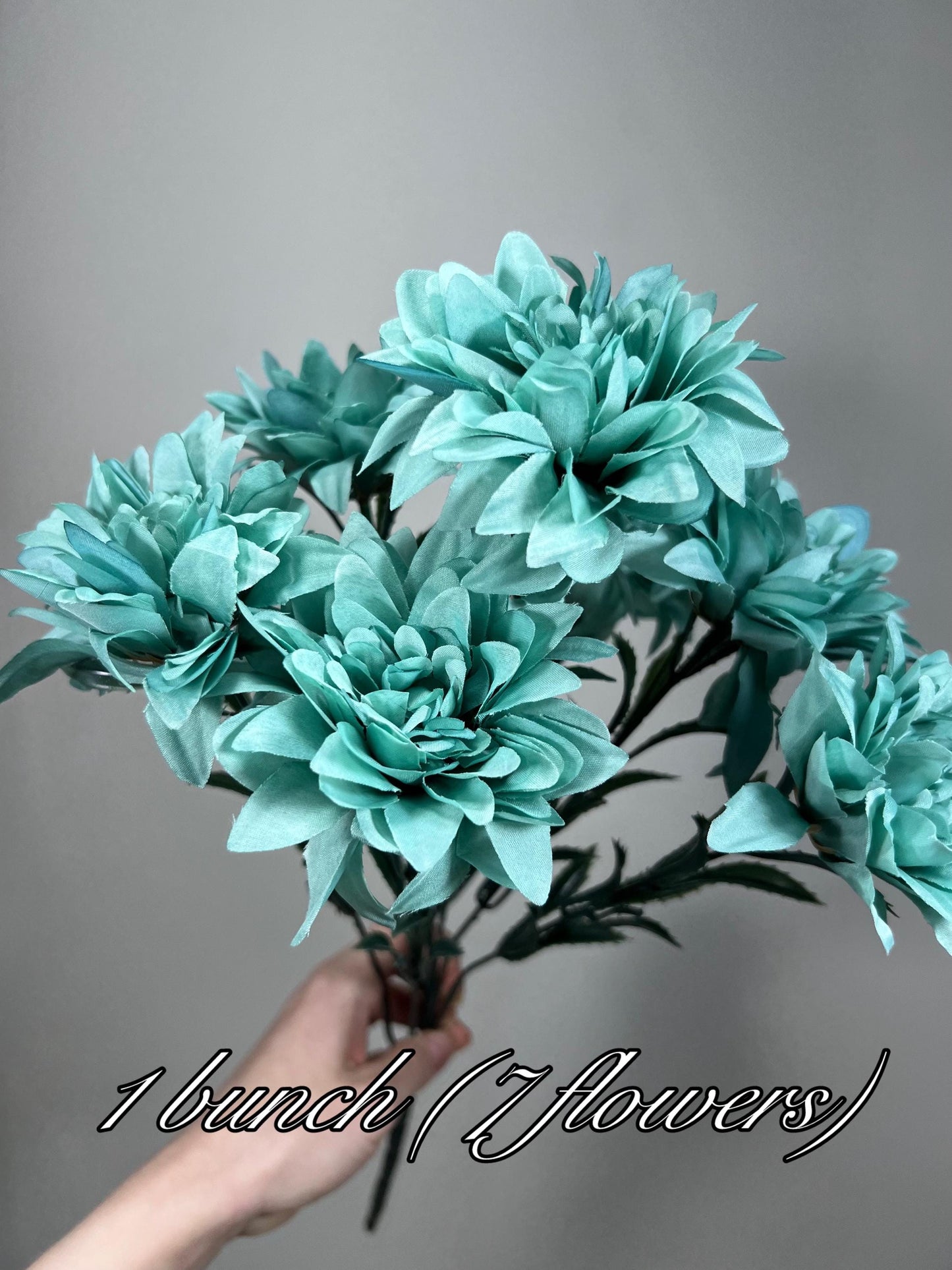 Teal Artificial Flowers Wedding Turquoise Flowers Dahlia Teal Blue Flowers Heads with Stems Wedding Supplies Craft Teal Flowers Silk