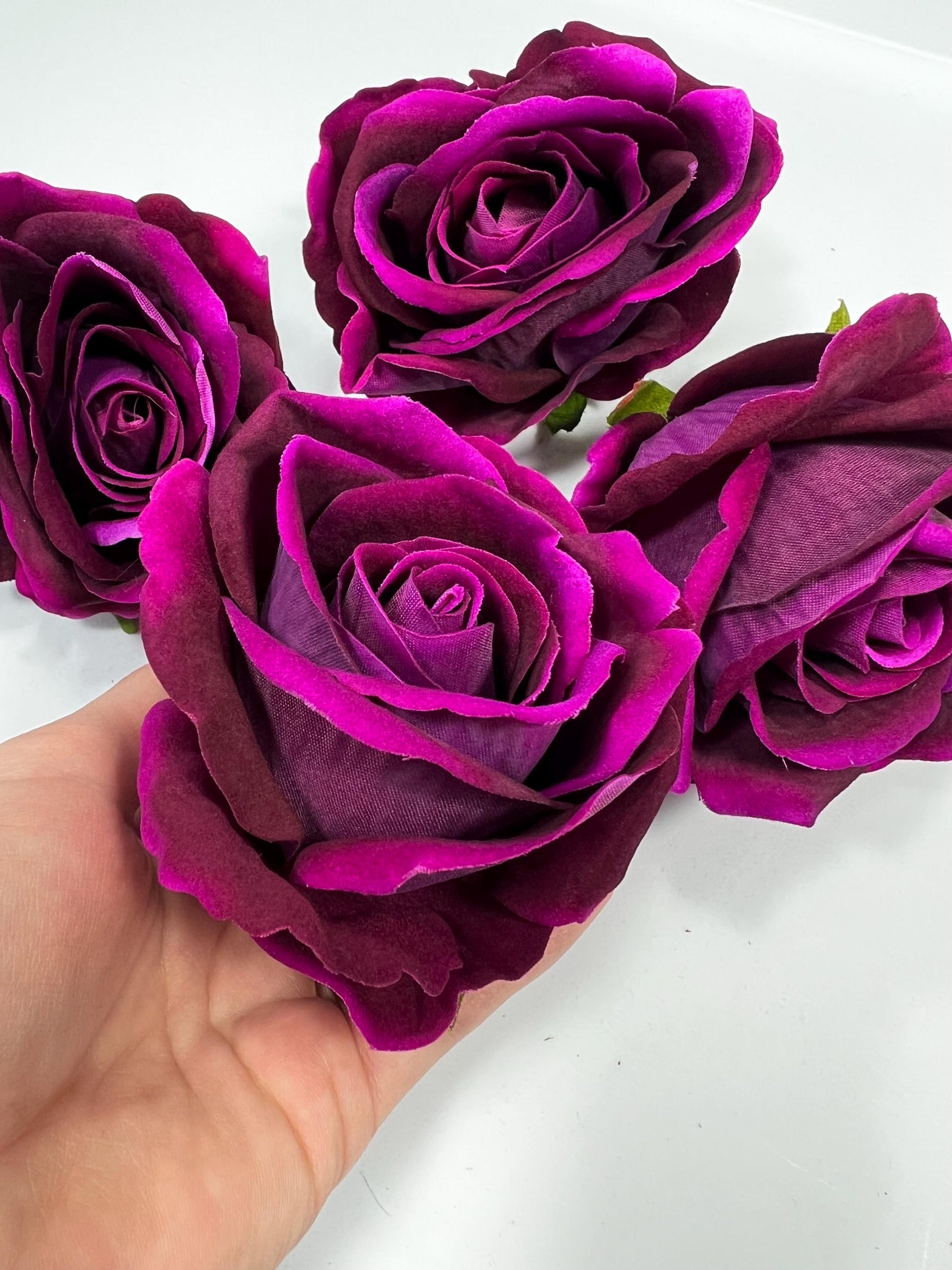 Purple Rose Heads Wedding Artificial Purple 3” Magenta Flower Head Heads Dark Purple Craft Supplies Wedding Magenta Roses Head Home Decor