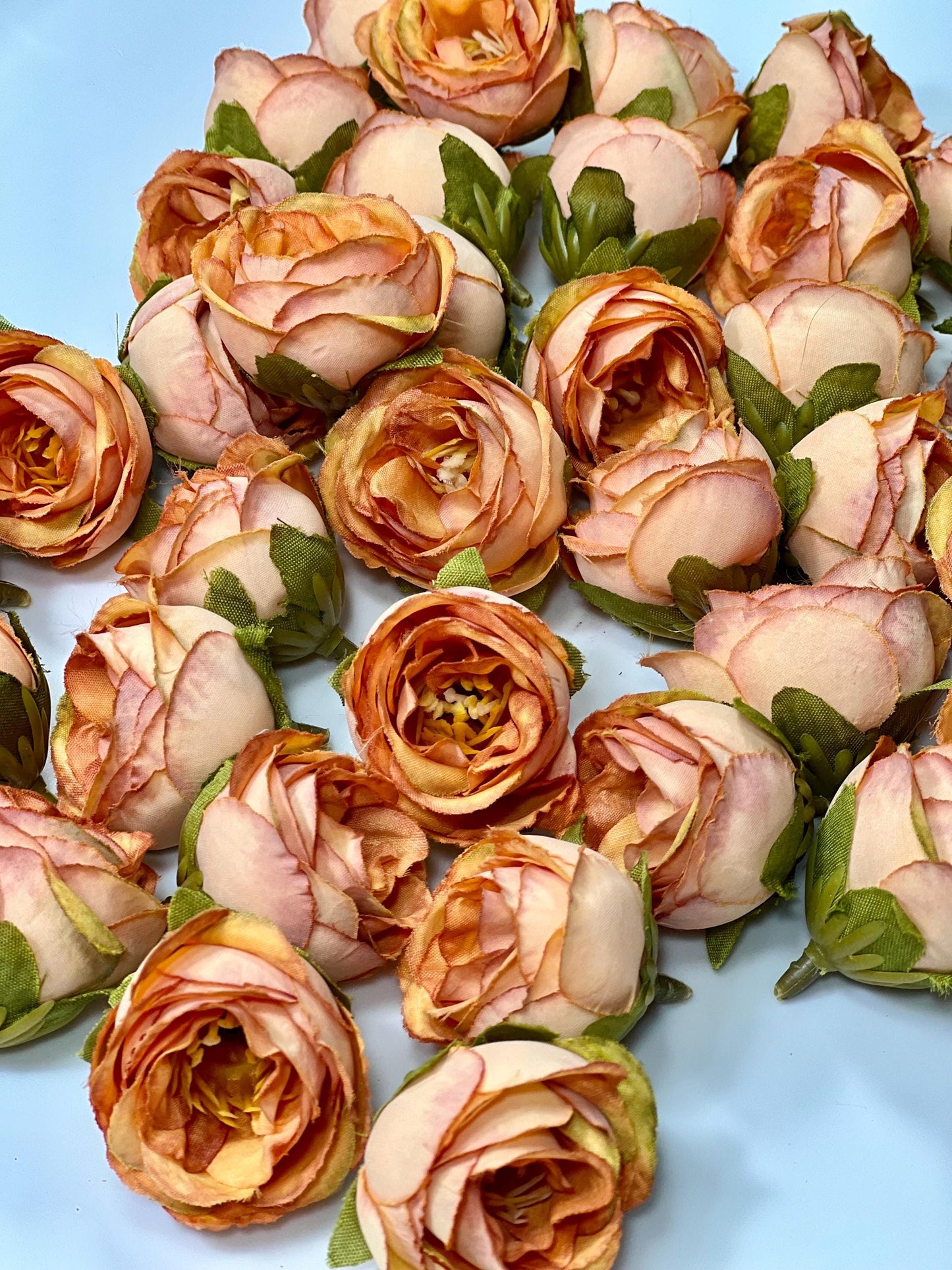 Orange Artificial Flower Heads Wedding Burnt Orange Dusty Peach Rose Faux Fall Terracotta Peony Apricot Rust Cinnamon Supplies Craft 1”