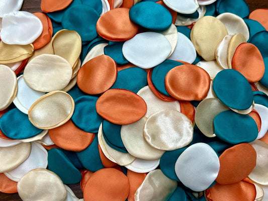 Teal Orange Petals Wedding Decor Flower Girl Petals Dark Teal Terracotta Wedding Aisle Decor Flower Petals Teal Rust Confetti