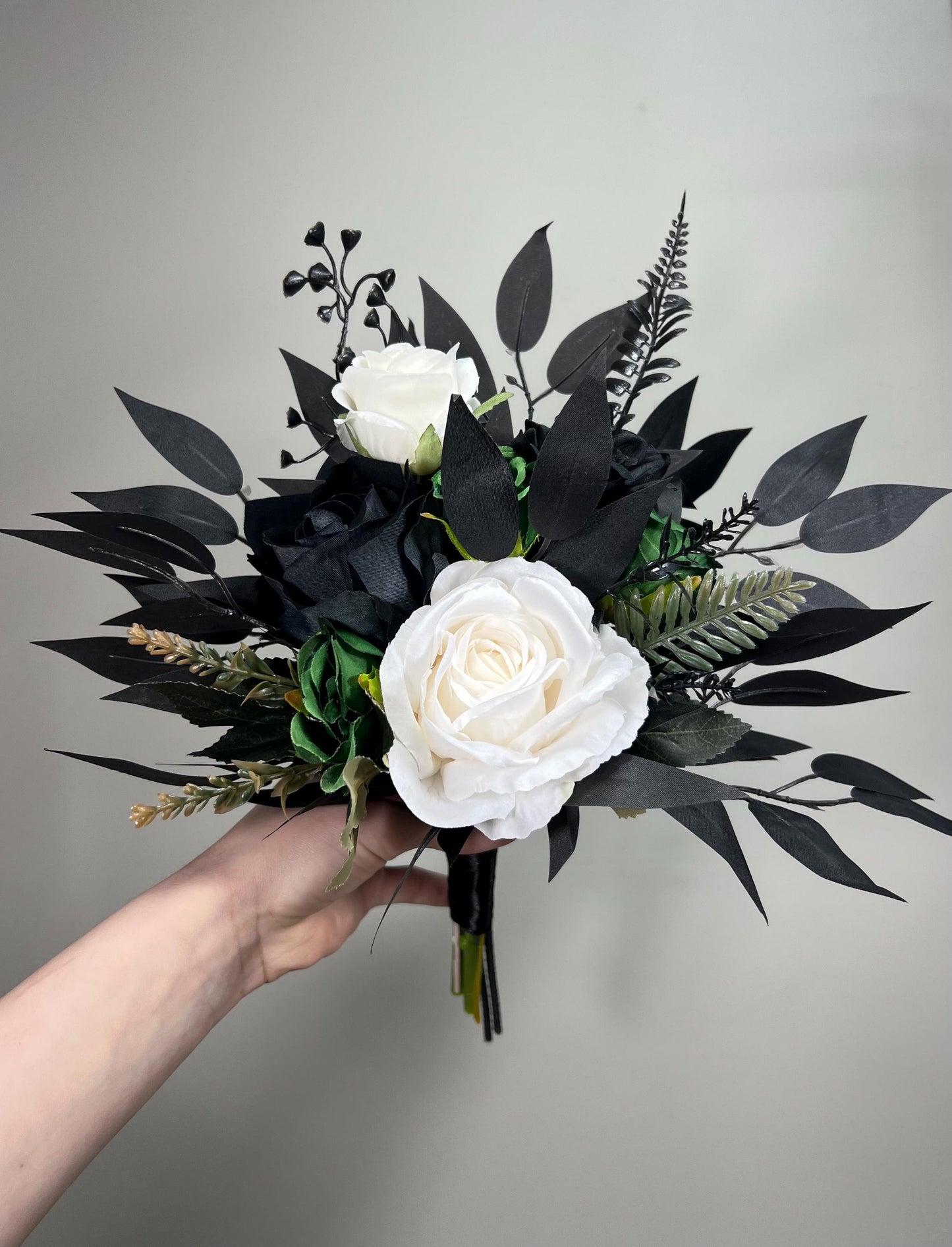 Black White Bouquet Wedding Bridal Black Bouquet Burgundy Bridesmaids Black White Bouquet Gothic Burgundy Ivory Artificlal Flower