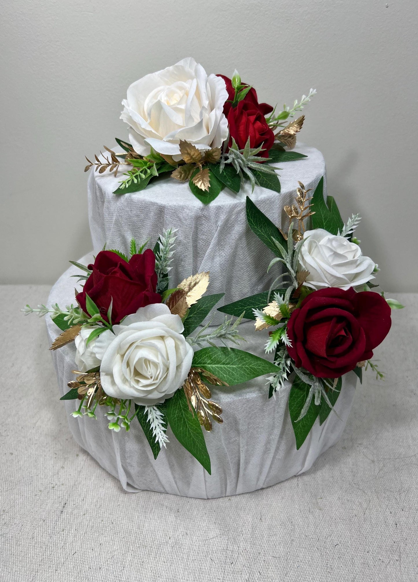 White Red Cake Decoration Wedding Cake Topper Red Flower Cake Arrangements White Red Gold Cake Decoration Ivory Red Flower Cake Decor Gold