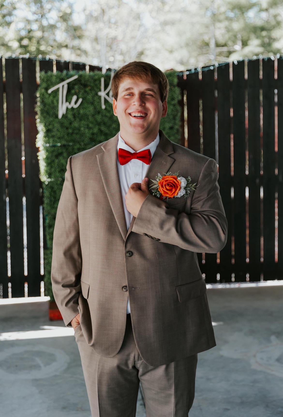 Orange Pocket Boutonniere Wedding Groom Boutonnière Terracotta Square Groomsmen Rust White Pocket Boutonniere Pearl Burnt Orange