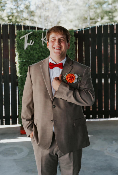 Orange Pocket Boutonniere Wedding Groom Boutonnière Terracotta Square Groomsmen Rust White Pocket Boutonniere Pearl Burnt Orange