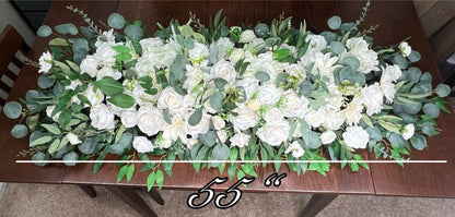 Wedding Sweetheart Decor Table White Ivory Aisle Arrangement Centerpiece Decor White Sweetheart Handmade Artificial Peony Flowers Eucalyptus
