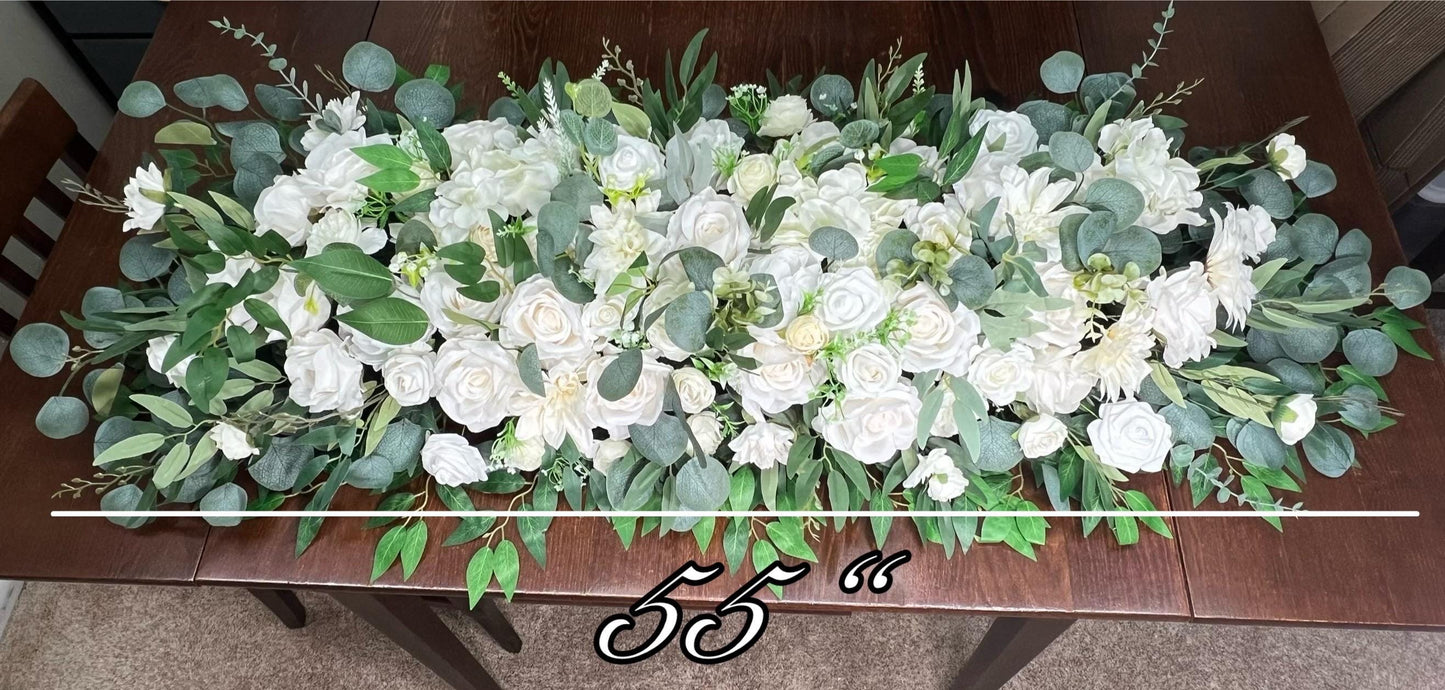 White Sweetheart Wedding Table Decor White Ivory Centerpiece Wedding White Sweetheart Eucalyptuses Greenery Table Decor White Centerpiece