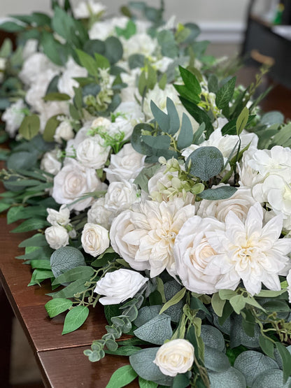 Wedding Sweetheart Decor Table White Ivory Aisle Arrangement Centerpiece Decor White Sweetheart Handmade Artificial Peony Flowers Eucalyptus