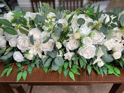 Wedding Sweetheart Decor Table White Ivory Aisle Arrangement Centerpiece Decor White Sweetheart Handmade Artificial Peony Flowers Eucalyptus