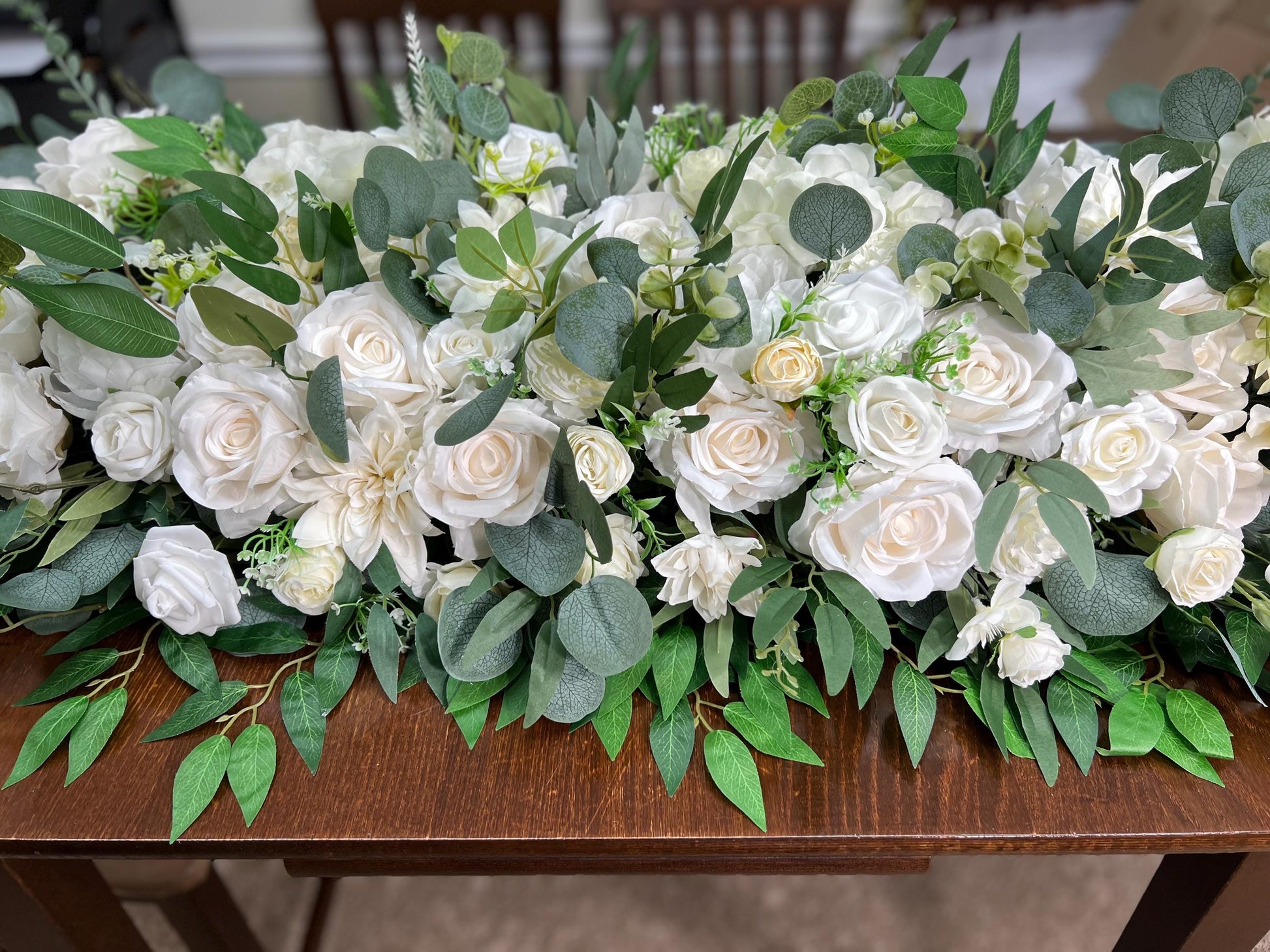 Wedding Sweetheart White Centerpiece Table Decor Ivory Floral Sweetheart Artificial Flowers Sage Greenery Eucalyptus for Bride Groom Table