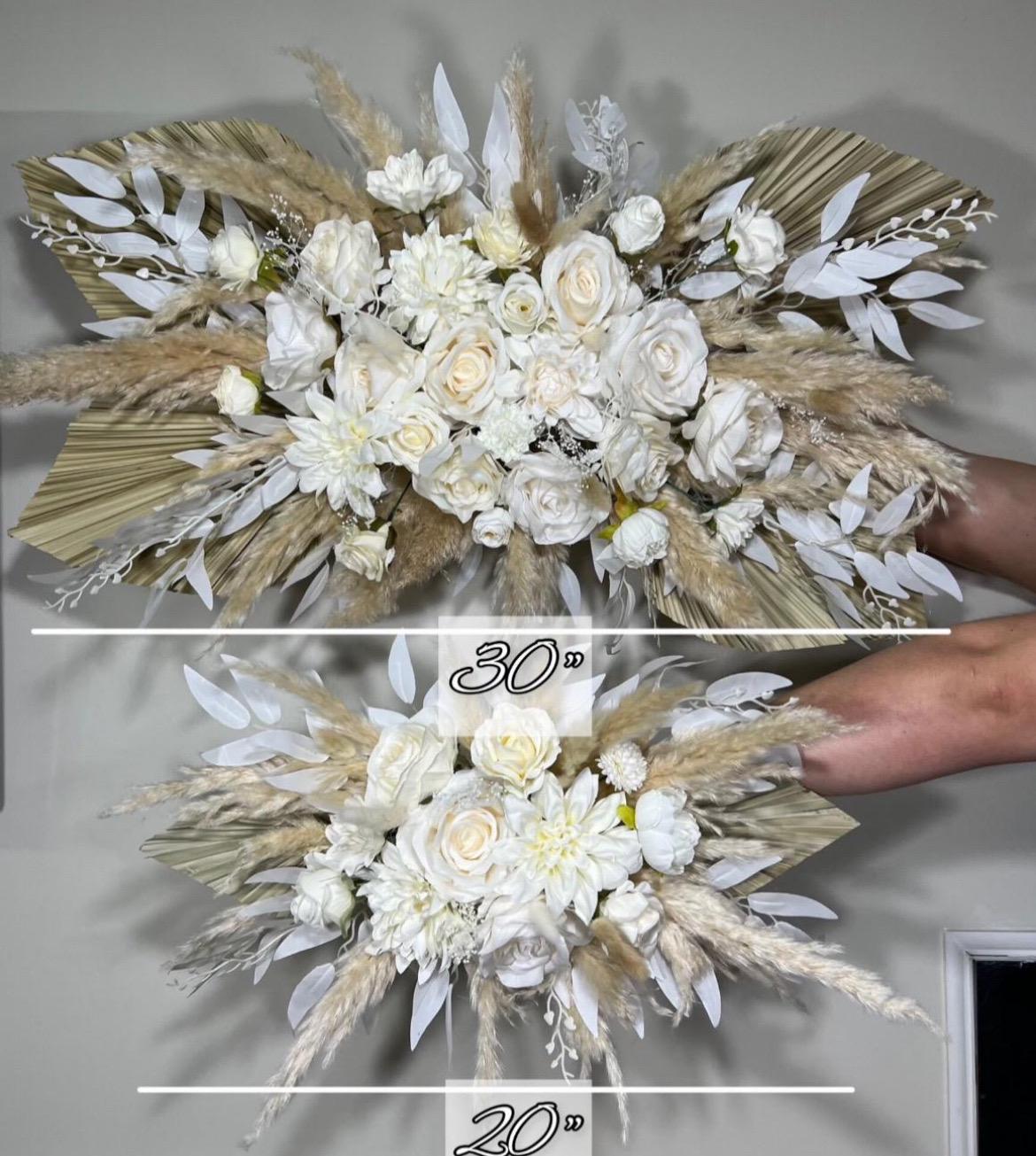 Home Decor Swag Wall Decor Boho Backdrop Arch Arrangements Pampas Grass Nursery Decor White Beige Artificial Dried Flowers Palms Leaves