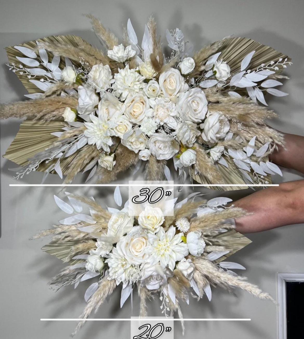 Home Decor Swag Wall Decor Boho Backdrop Arch Arrangements Pampas Grass Nursery Decor White Beige Artificial Dried Flowers Palms Leaves