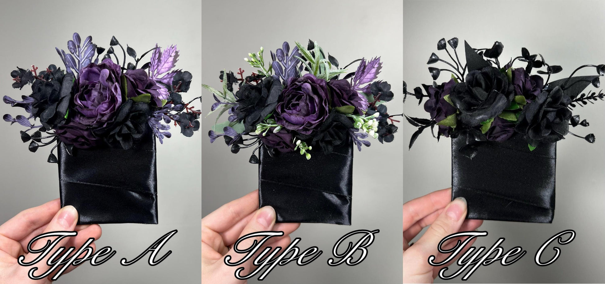 Black Pocket Boutonniere Wedding Groom Boutonnière Black Dark Purple Square Groomsmen Pocket Boutonniere Black Plum Gothic Boutonniere