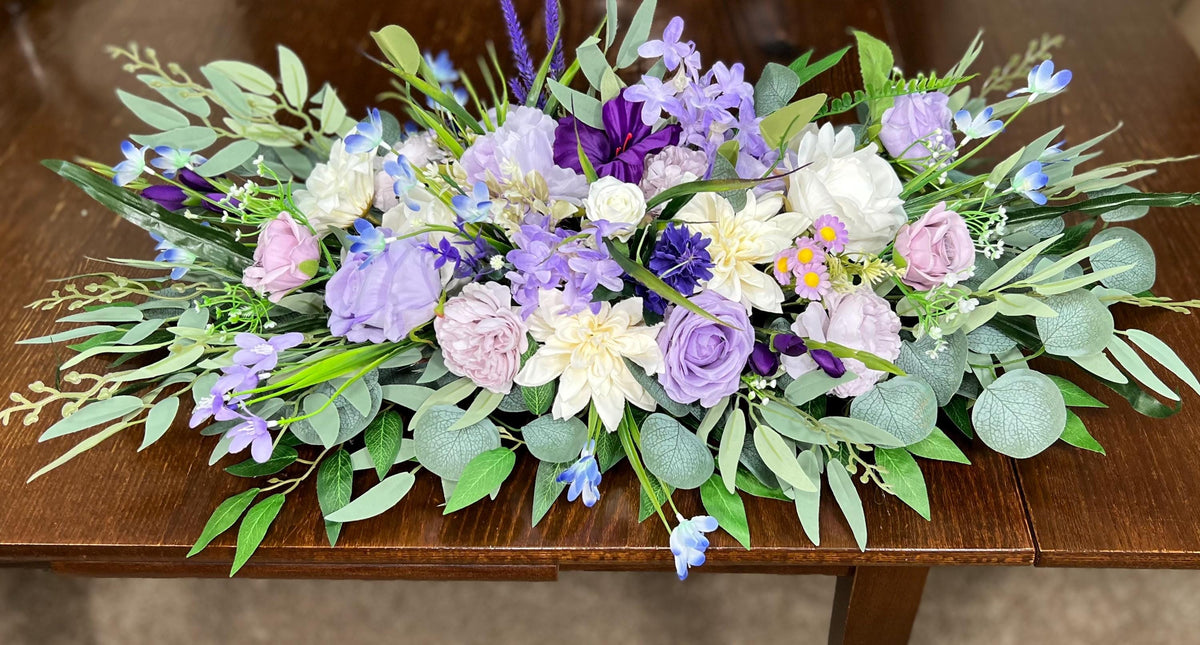 Purple Sweetheart Wedding Table Decor White Lavender Centerpiece Wedding Violet Sweetheart Lilac Table Decor Purple Centerpiece Wild Flowers