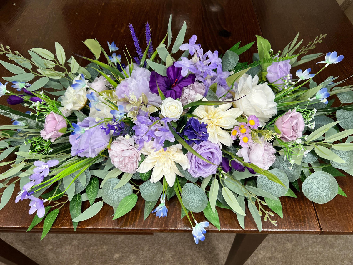 Purple Sweetheart Wedding Table Decor White Lavender Centerpiece Wedding Violet Sweetheart Lilac Table Decor Purple Centerpiece Wild Flowers