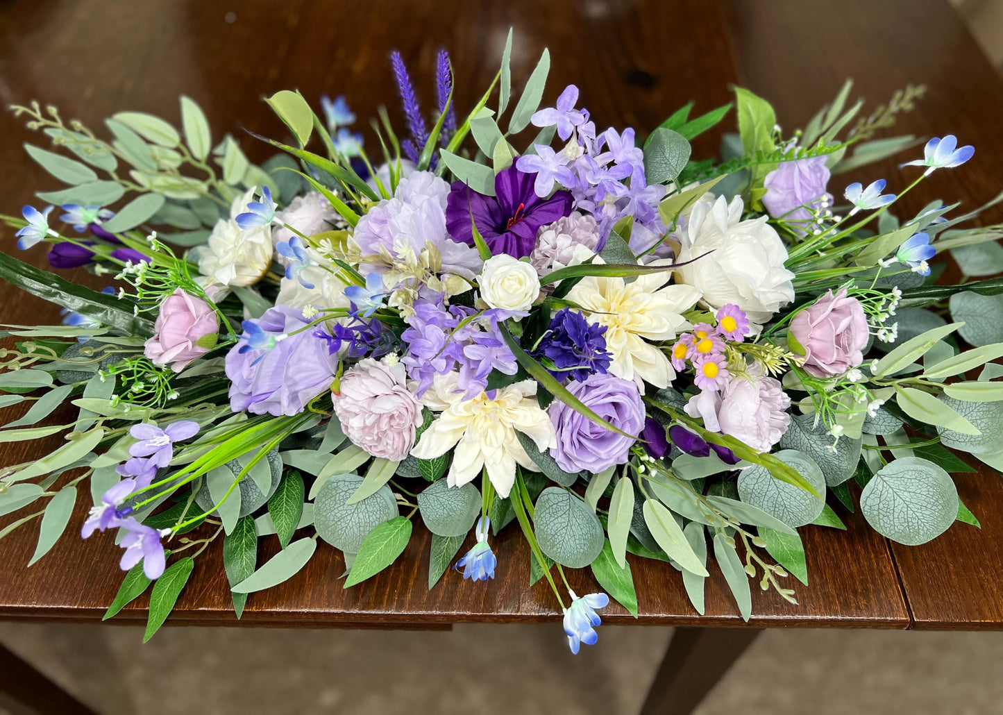 Purple Sweetheart Wedding Table Decor White Lavender Centerpiece Wedding Violet Sweetheart Lilac Table Decor Purple Centerpiece Wild Flowers