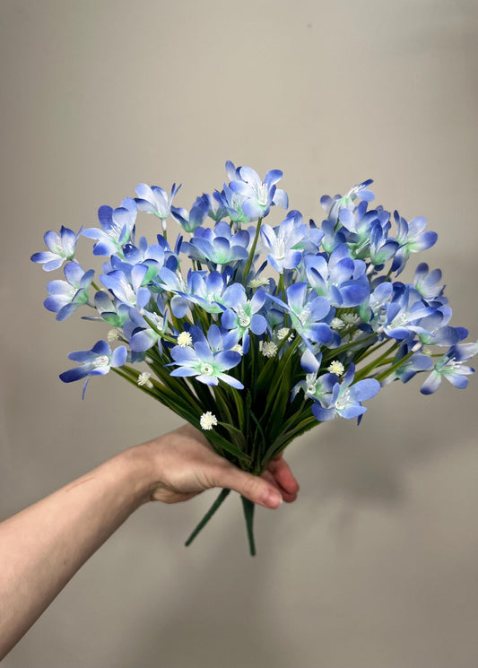 Blue Flowers 1 Bunch Artificial Wedding Blue Flower with Stems Light Blue Flowers Silk Artificial Blue Blossoms Flowers Wild Blue Delphinium