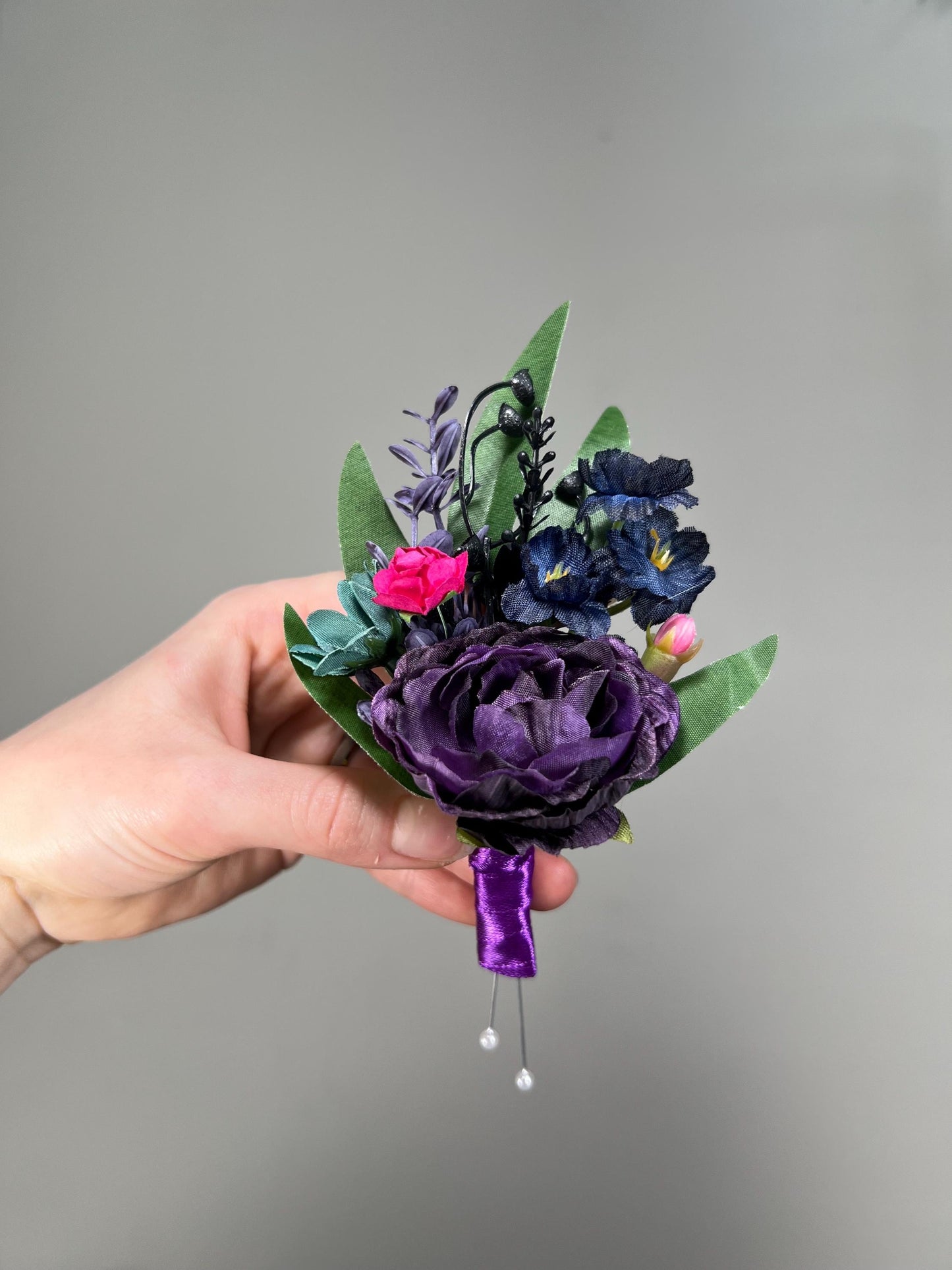 Teal Boutonniere Wedding Jewel Tome Boutonniere Groom Dark Teal Purple Navy Blue Boutonniere Groomsmen Teal Blue Boutonnière Artiticial