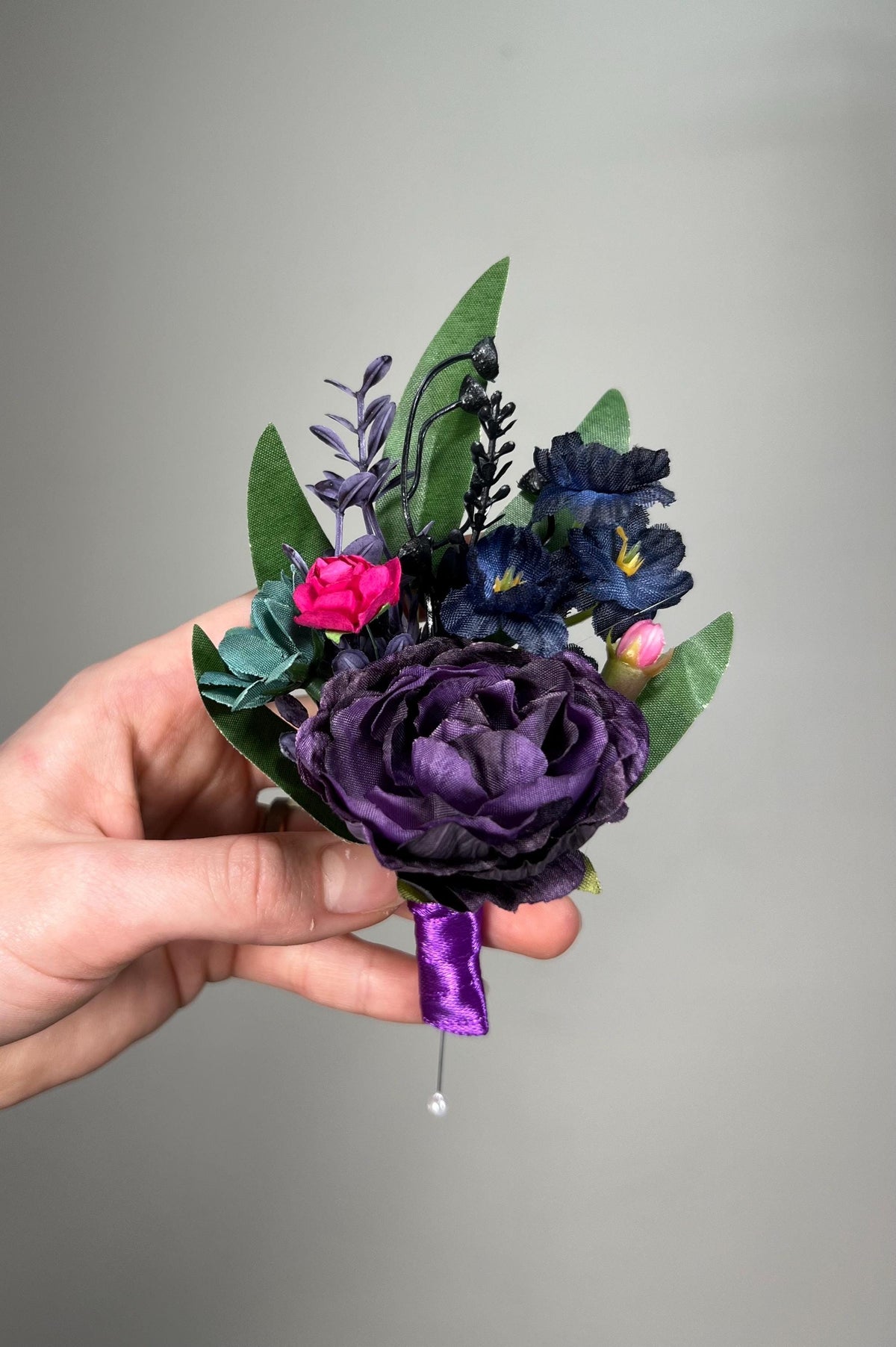Jewel Tone Corsage Wedding Teal Navy Blue Wrist Cosage Plum Magenta Corsage Bridesmaids Purple Dark Teal Fuchsia Corsage Prom Dark Blue