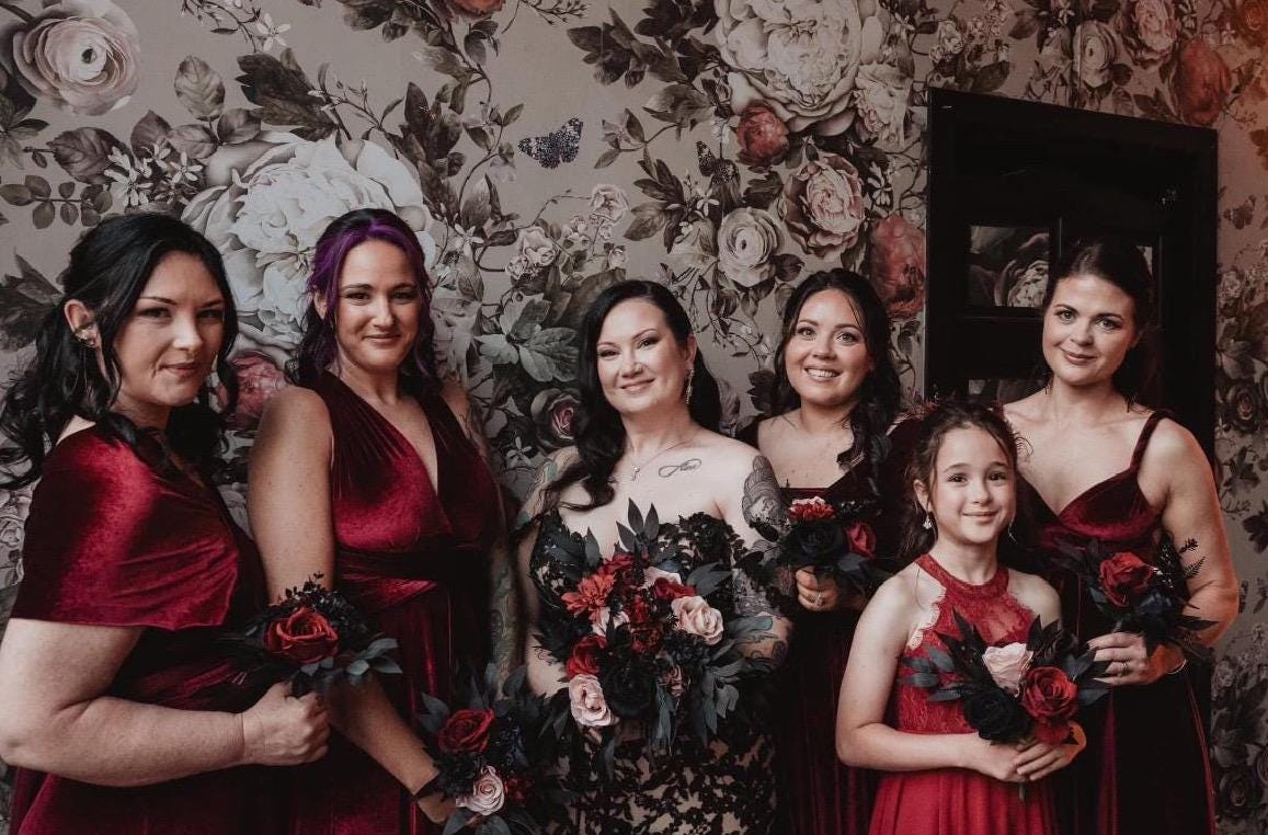 Black Bouquet Wedding Burgundy Bridal Bouquet Gothic Dusty Rose Halloween Bouquet Black Bridesmaids Bouquet Black Burgundy Artificial Flower