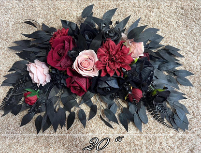 Black Arch Arrangement Wedding Burgundy Black Arch Aisle Arrangement Halloween Arbor Arrangement Dusty Rose Black Gothic Artificial Flowers