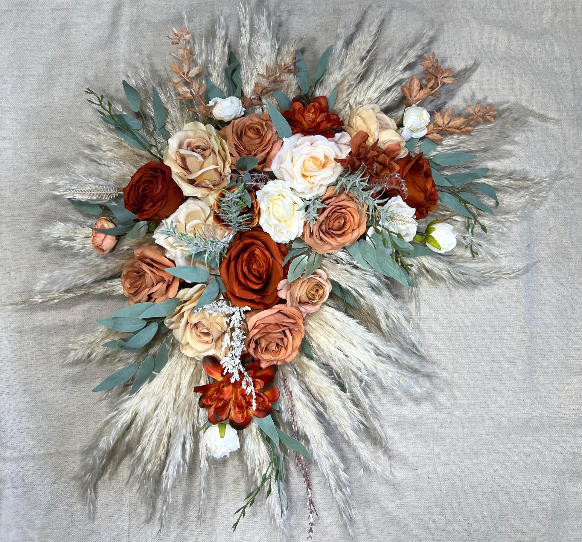 Orange Arch Arrangement Wedding Rust Arbor Arrangement Boho Burnt Orange Brown Pampas Grass Rust Decor White Terracotta Arch Arrangement