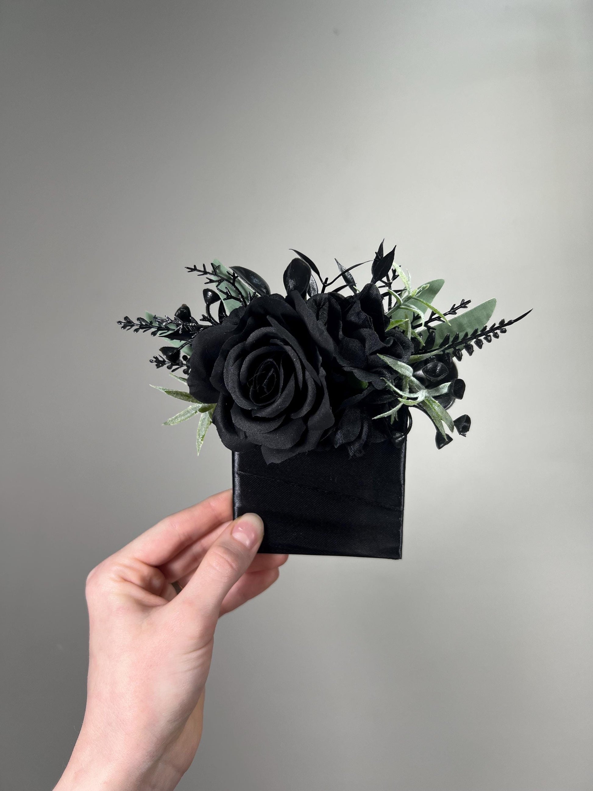 Black Pocket Boutonniere Wedding Groom Boutonnière Gothic Black Square Groomsmen Pocket Boutonniere Black Sage Green Boutonniere Prom